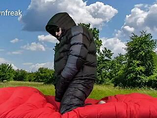 Jerking Off In Sherpa Down Jacket