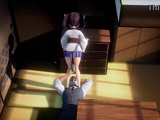 Priestess training in 3D cartoon anime.