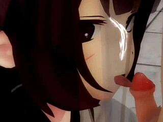 Priestess training in 3D cartoon anime.