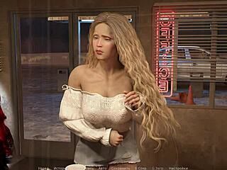 Blonde milf in cosplay outdoors