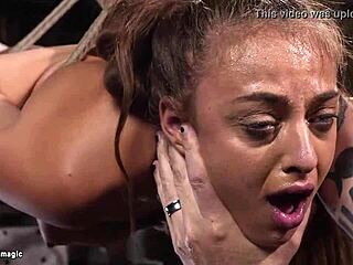 Wow! Hogtied Hairy Pussy Babe Machine Fucked Hard and Rough