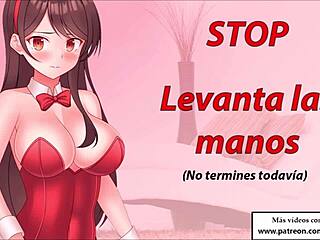 Evropská holka dává instrukce na masturbaci v hentai roleplay BDSM soutěži