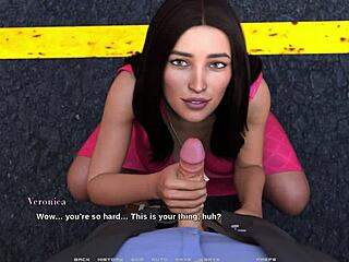 Busty Brunette MILF Deepthroats in Public, Feeling the Thrill of Outdoor Exposure in Race of Life Ep 11.