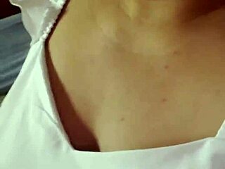 the girl is damaging her red panties in this amateur video