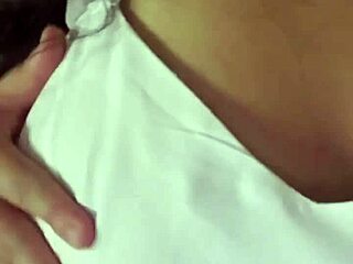 the girl is damaging her red panties in this amateur video