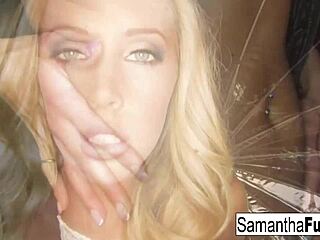 Samantha Teases Her Big Tits And Pussy