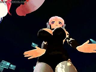 four girls sing and undress in an anime video.