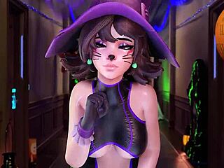 Kiriko decides whether to suck or fuck in halloween 3d