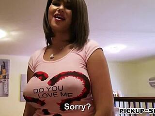 Busty Czech babe sucks and gets pounded in public POV.