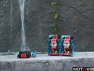 Latina hottie enjoys outdoor solo fun