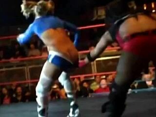 Blonde Tiana Ringer Pantsed, Thong Exposed in Wild Wrestling Match