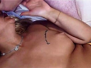 vicky fucks in threesome without condom at party