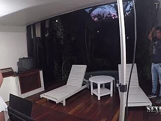 Beautiful Latina blonde shares behind-the-scenes interview at Sexfoxxx casting