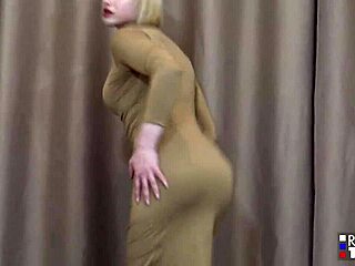 Russian Tgirl Alice In Stockings Teases With Solo Masturbation. Blonde Beauty Crossdressing Seductively.