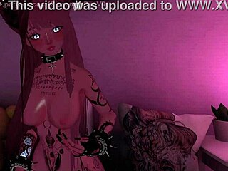 Shy girl bangs her pussy with new toy in VRChat fun! 😳