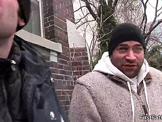 Detailed gay threesome with blowjobs and fucking