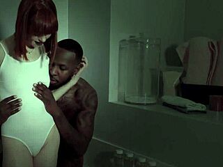 Small tits redhead Alex Harper rides big black cock reverse cowgirl