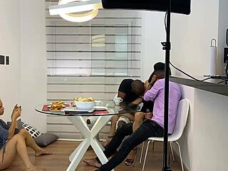 Boss Sandy Cortez relieves stress with anal and oral from her employees in this interracial hardcore scene