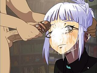 Koga Akemi performs a deepthroat blowjob in this anime hentai game.