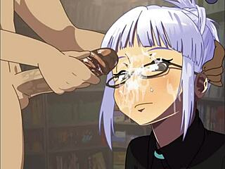 Koga Akemi performs a deepthroat blowjob in this anime hentai game.