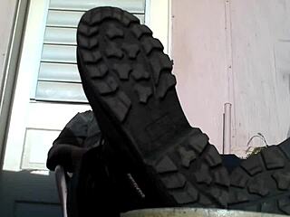 bear black master shows his big feet, needs a slave 😈