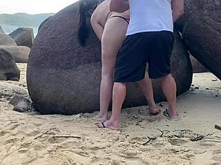 hot wife with big ass walking in thong on trail