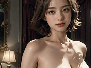 3D hentai asiatisk tjenestepige model onanerer med ASMR