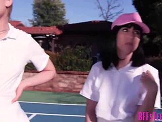 hot teen bffs getting fucked hard by their tennis coach outdoors