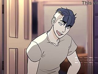 Two guys have sex over pizza