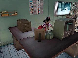 in fallout 4, a brunette nurse teases her patient with a slow strip. the hospital room heats with every ripped piece of clothing!