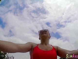 Big booty teen slut railed outdoors.