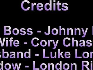 блондинки милф с огромни цици принудени да чукат шефа кори чейс 😈