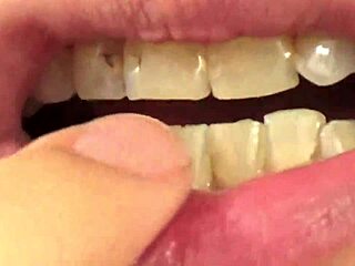 close up of fifi foxx's mouth vore while eating gummy bears