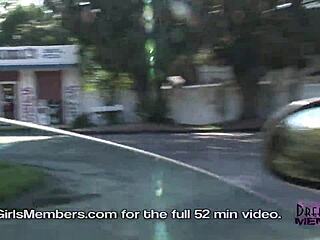 Big tit sophomore flashes and fingers her shaved pussy in public!