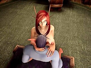 Hot Elf Milf Redhead Rides In Warcraft Parody