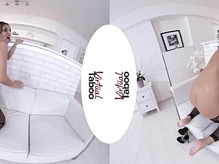 Brunette masturbates shaved pussy to orgasm in wet fishnets.