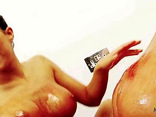 three pussy-pierced lesbians wrestle in pantyhose and fishnets, licking asses before group sex 😍💋