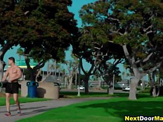 Athletic gay bodybuilders fuck during yoga workout