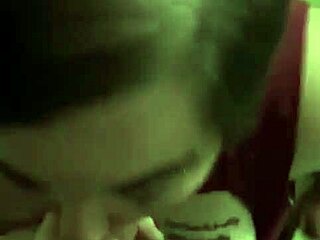 The bitch sucks a fat cock.