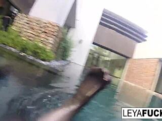 Leya and Lynn, let's see those big tits in the pool.