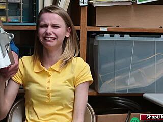 Petite Shoplifter Fucks Security Officer At Work