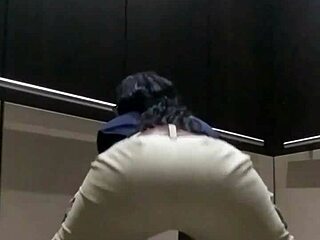 Ebony babe fingers herself to orgasm in wild elevator solo scene from Devils Playground.