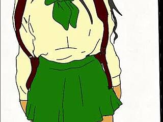 Ebony student in school uniform takes hot black dick in hentai?