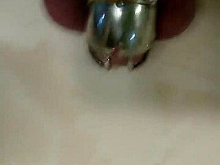 gluing my penis to the chastity cage for humiliation 😈