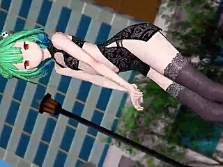hololive uruha rushia in miniskirt mmd animation