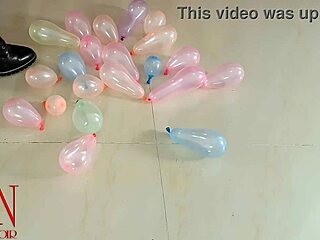 small balloons pop with high heels boots full