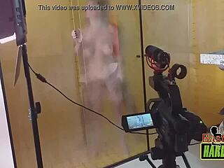 look at rafaella denardin's big tits in the foggy shower glass