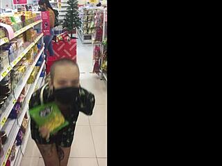 Milly Lascy walks with vibrator in shopping