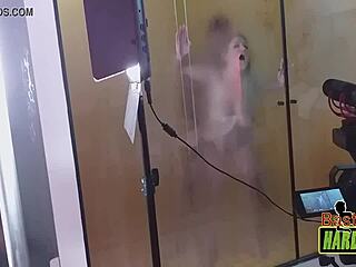 look at rafaella denardin's big tits in the foggy shower glass