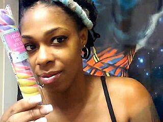 Ebony babe samples unicorn lollipop